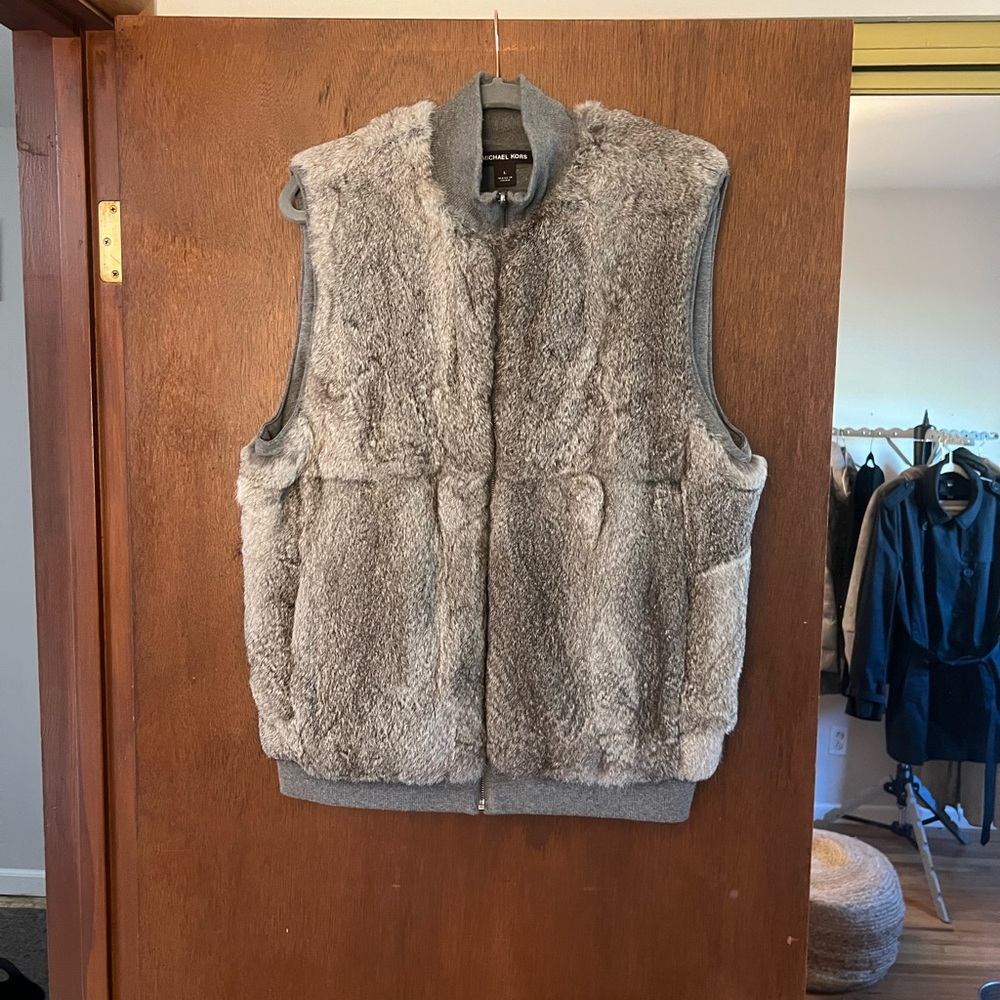 Michael Kors Charcoal Faux Fur Vest